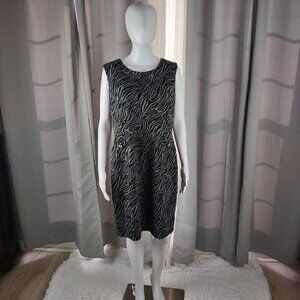 Enfocus Studio Black and White Zebra Print Midi Dress